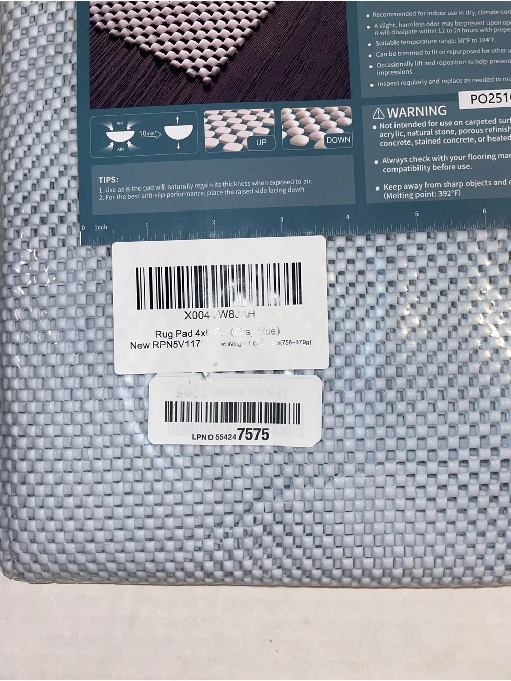 White Textured Anti-Slip Floor Mat Pad - Unbranded